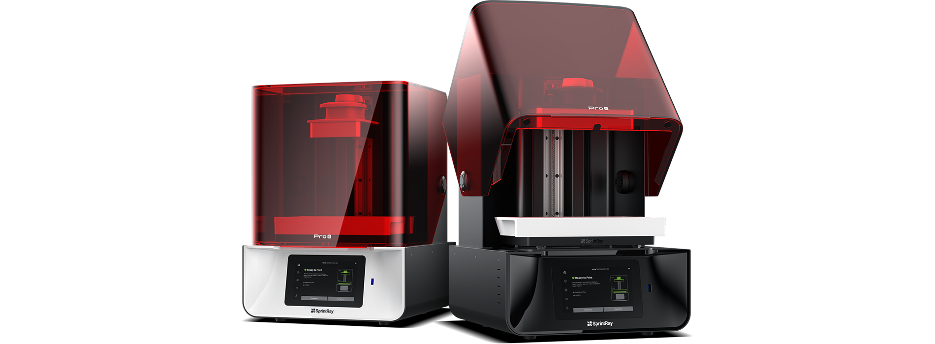 The image features two modern vending machines with digital interfaces, one larger and one smaller, against a dark background.